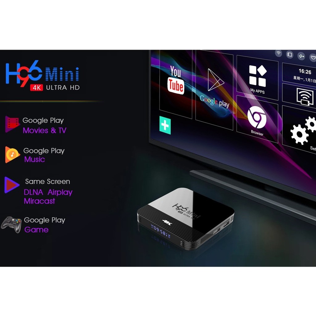 [Mã 155ELSALE giảm 7% đơn 300K] Đầu android tv box H96 mini Ram 2G rom 16g