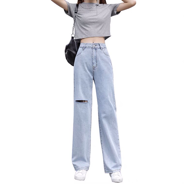 Quần Jeans ống xuông cạp cao hack dáng size XXS XS  cho nấm lùn 1m43
