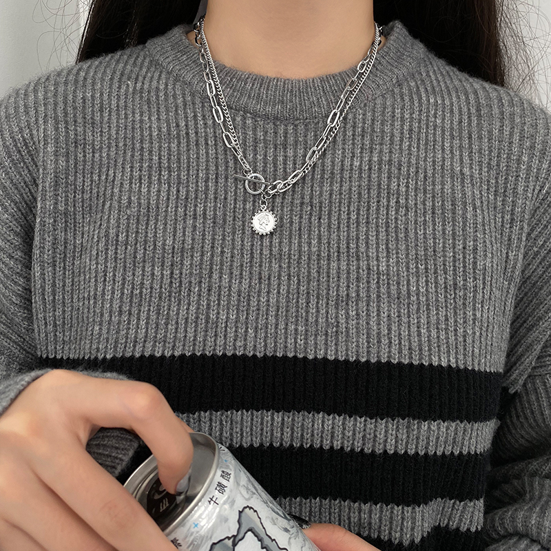 Vòng cổ Mặt Chân Dung Đơn Giản Phong Cách Retro Hàn Quốc