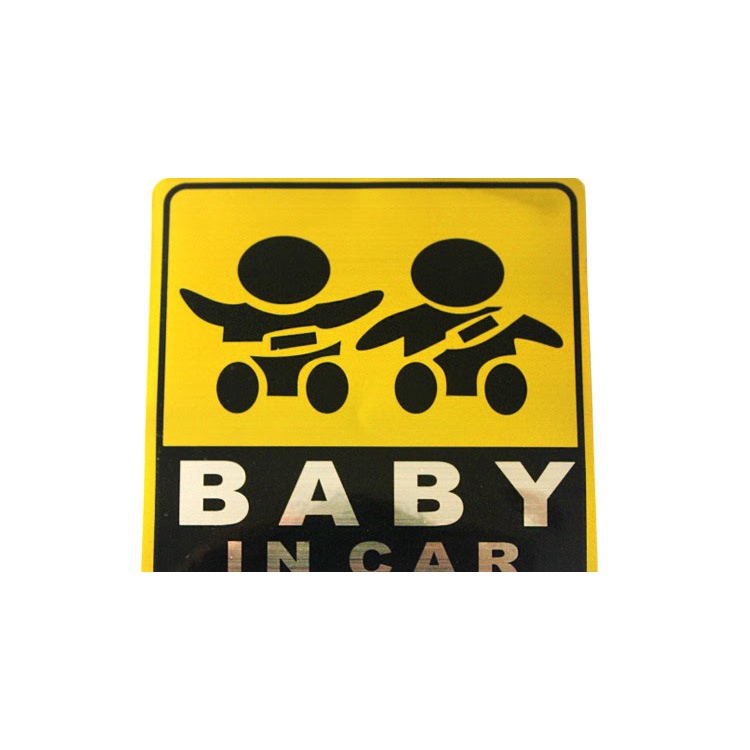 Tem Chữ BABY IN CAR Vàng Đồng Phản Quang Dán Sau Xe Ô Tô