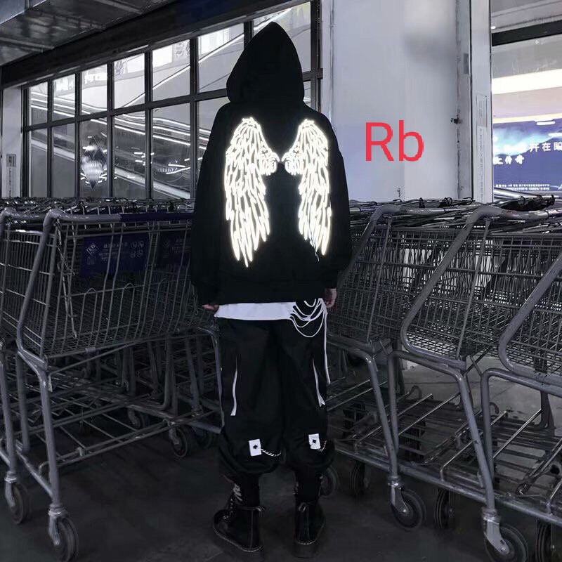Áo hodie đôi cánh phản quang unisex dáng thụng. bên trong lót lông nhẹ, mặc siêu ấm , size m l xl