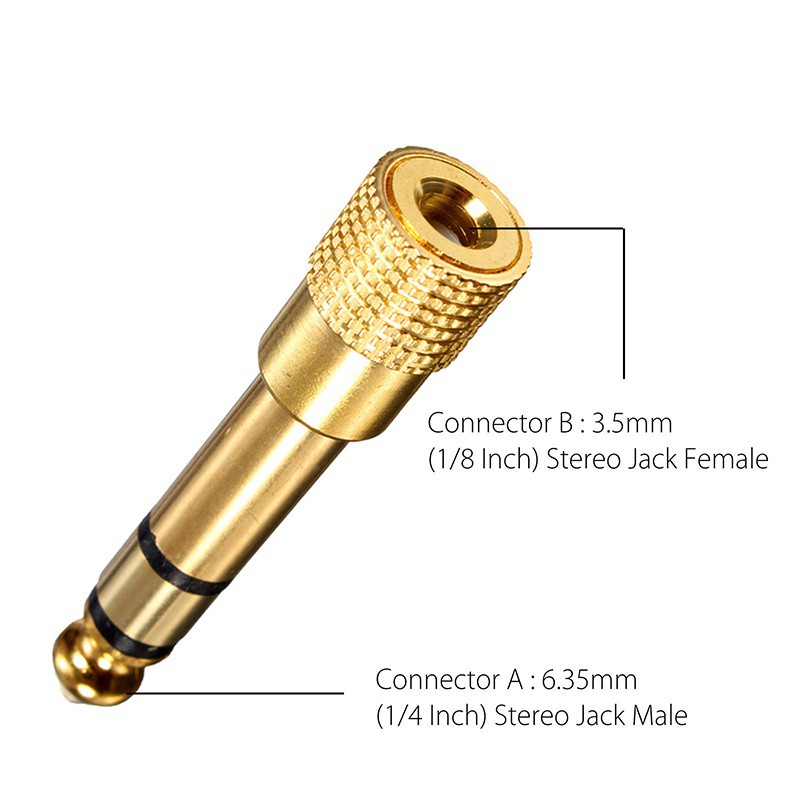 Đầu Chuyển Đổi Jack Cắm Âm Thanh 3.5mm Sang 6.35mm Mạ Vàng