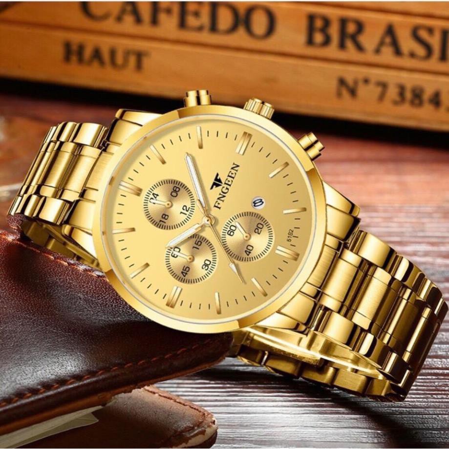 Đồng Hồ Nam FNGEEN Thép Không Gỉ Mạ Vàng Ánh Kim, Chống Nước, Màn Hình Chống Xước | BigBuy360 - bigbuy360.vn