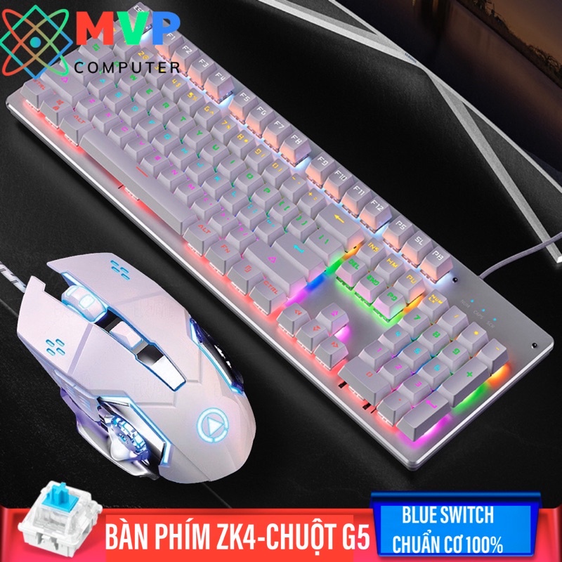 Bàn Phím Cơ Chuột Gaming YINDIAO ZK4-G15 Chơi Game Máy Tính Laptop Có Dây LED RGB 10 Hiệu Ứng Ánh Sáng Độ Bền Cao
