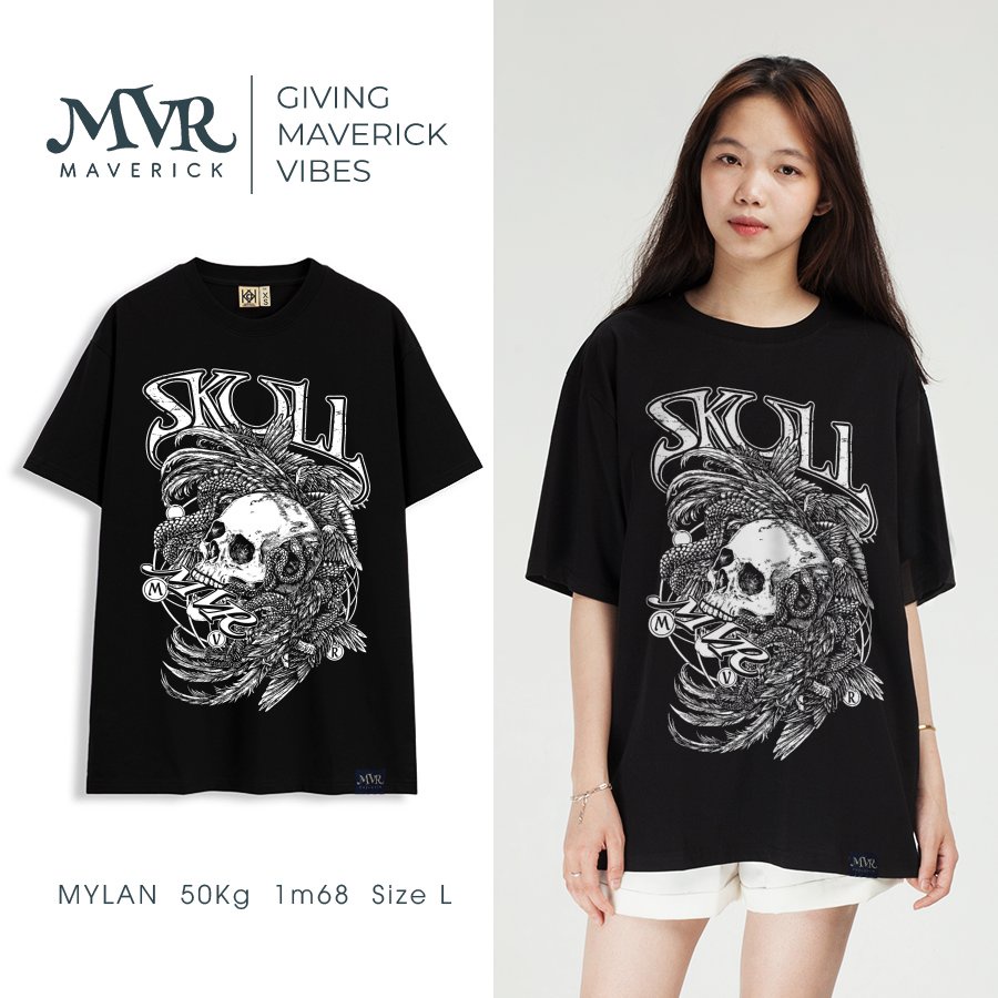 Ao thun unisex skull phong cách ngầu chất MVR size rộng tee Mỹ BB4108