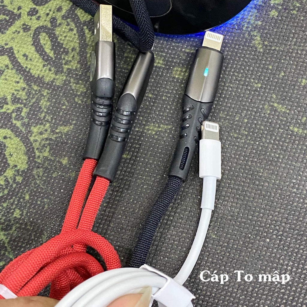 Dây cáp sạc cho IPđèn Led RGB,dây xạc bọc dù iphon tablet táo sạc nhanh-KLH