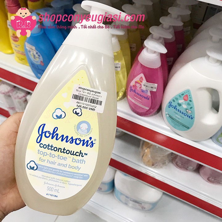 Sữa Tắm Gội Toàn Thân Johnson's Top-To-Toe Bath Cotton Touch 500ml