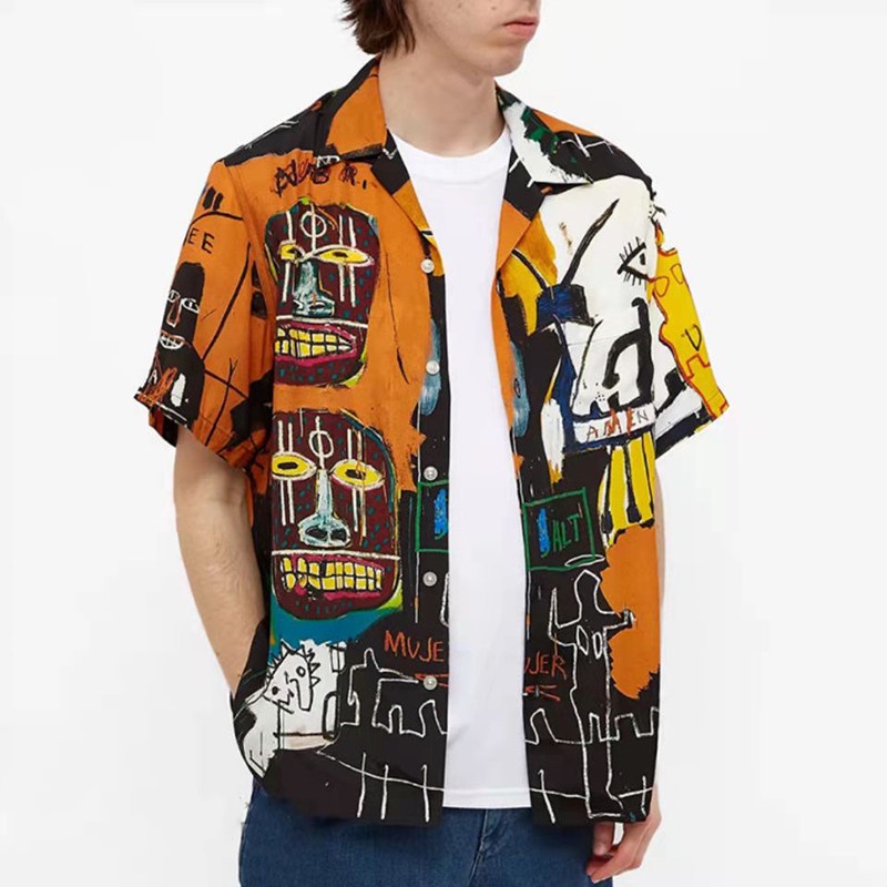 Áo Sơ Mi Ngắn Tay Plus Size Họa Tiết Graffiti WACKO MARIA Cho Nam Nữ