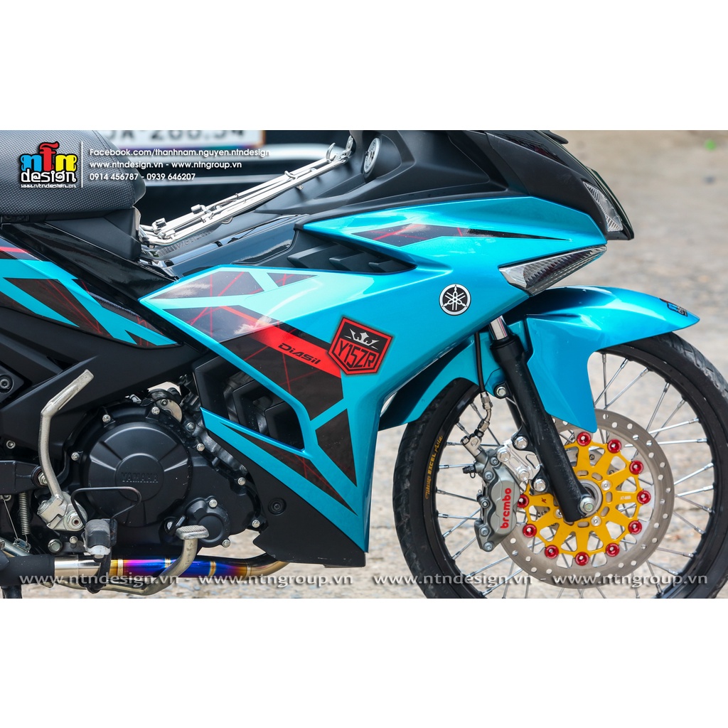 Tem rời exciter 150 xanh đen đỏ y15zr , tem 3 lớp cao cấp