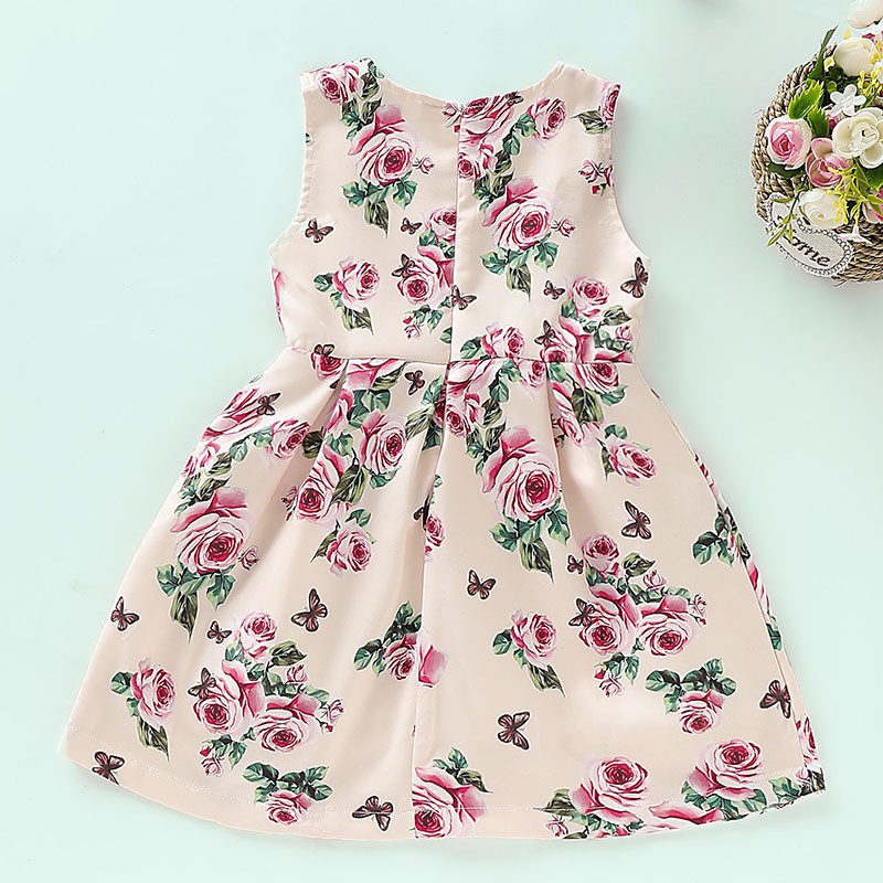 mikrdoo Kid Baby Girl Dress Cute Floral Print Sleeveless Fashion Dresses Clothes