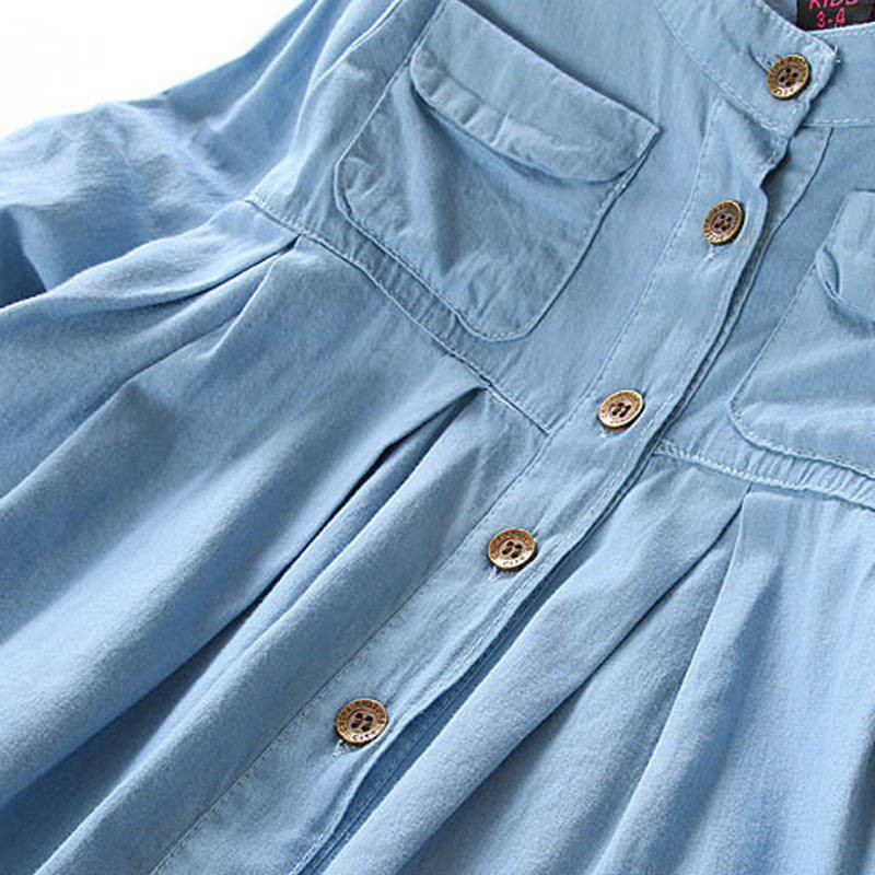 Áo sơ mi vải mềm denim thời trang cho bé gái