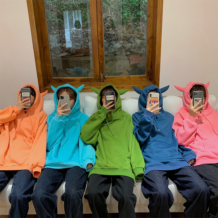 Áo hoodie thiết kế sừng nhẹ nhàng xinh xắn cho nữ T 21N623 | BigBuy360 - bigbuy360.vn