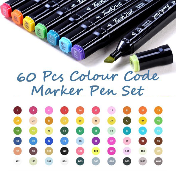 BÚT MÀU DẠ MARKER 60 CÂY KÈM TÚI TOUCHSHI