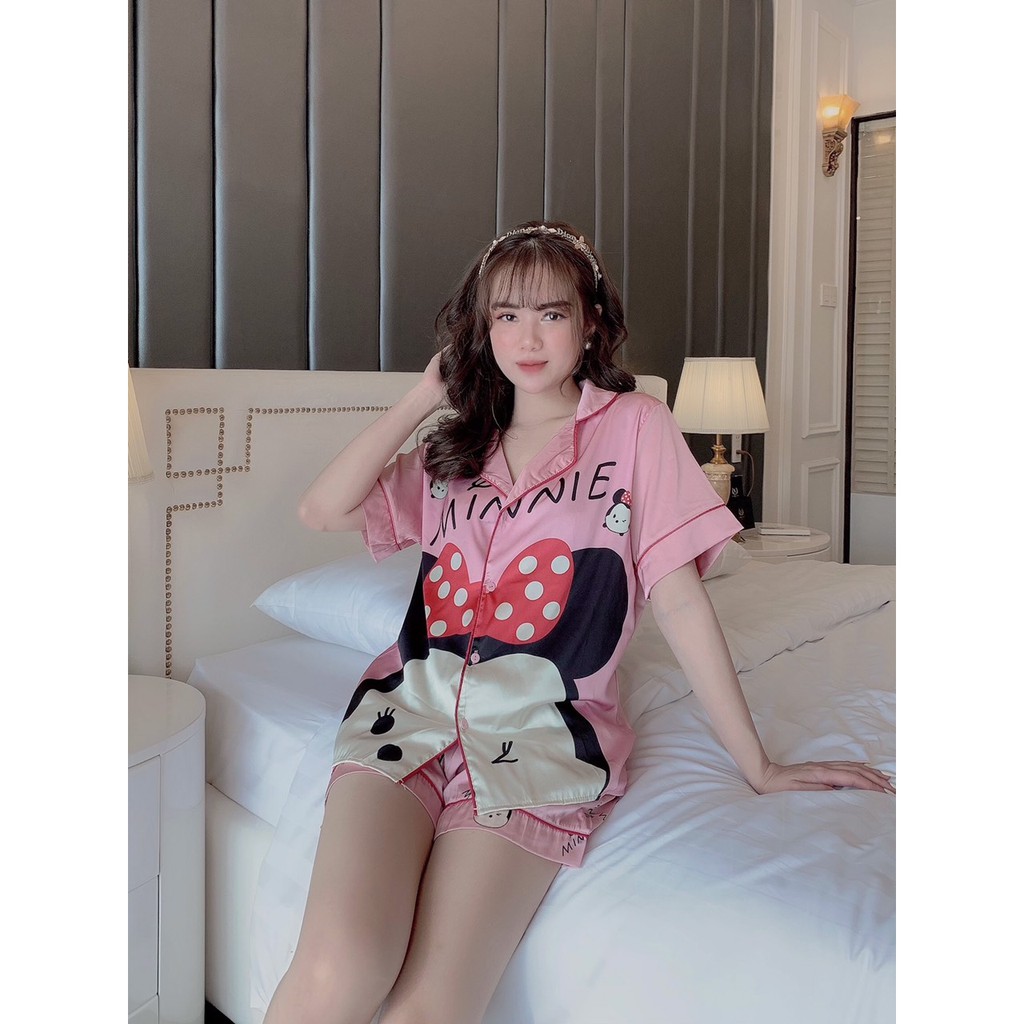 Đồ Bộ Pijama thiết kế Mikey Hồng và Mikey Nâu đủ size Pijama mặc thỏa mái phong cách Hàn Quốc