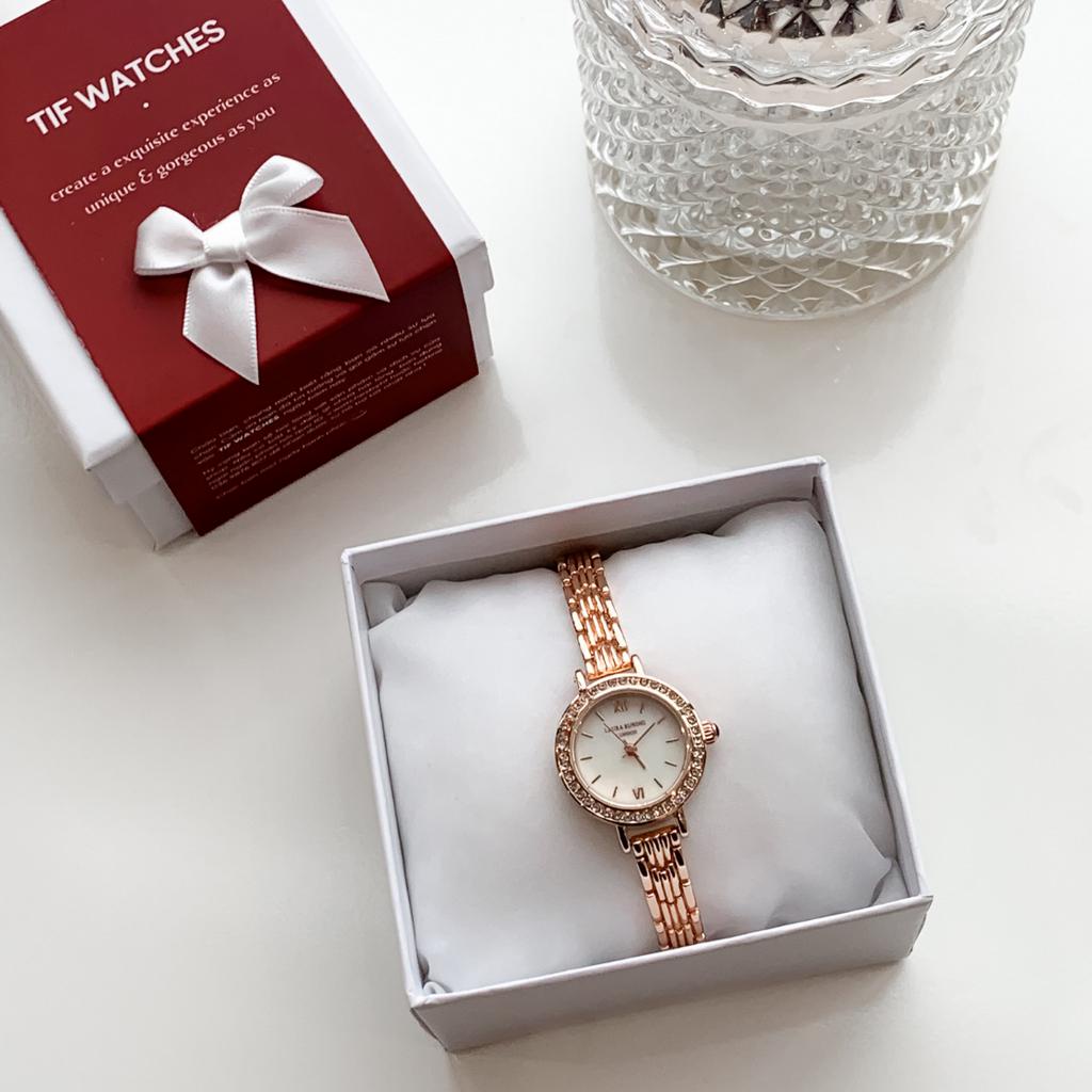 Đồng Hồ Nữ Sang Trọng LAURA ROSE Tif Watches Đính Đá Phong Cách Hàn Quốc Sáng Da