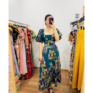 ĐẦM MAXI CỔ VUÔNG TAY BÍ