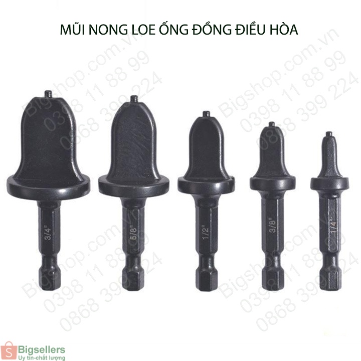 Mũi nong loe ống đồng điều hòa bằng máy khoan, có nhiều kích cỡ 6-10-12-16-19mm tùy chọn