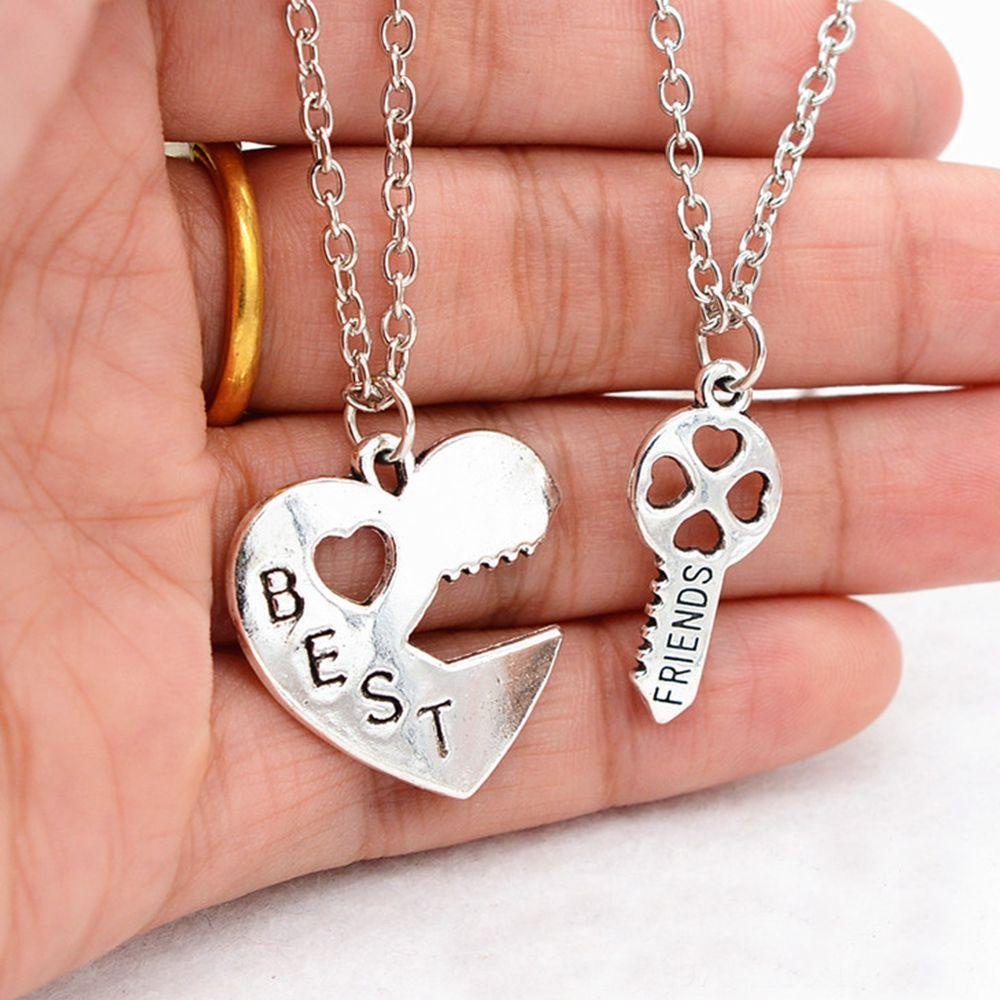 Set 2 Khuyên Tai Hình Chìa Khóa Trái Tim Tình Bạn|Dây Chuyền Mặt Đá Cổ Điển