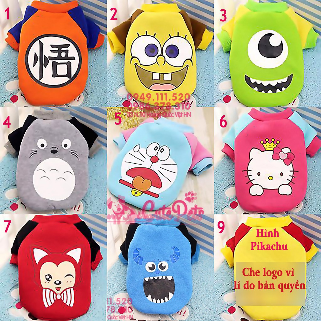 🐈 Áo nỉ hình cute dành cho thú cưng từ 1-10kg - Petshophanoi