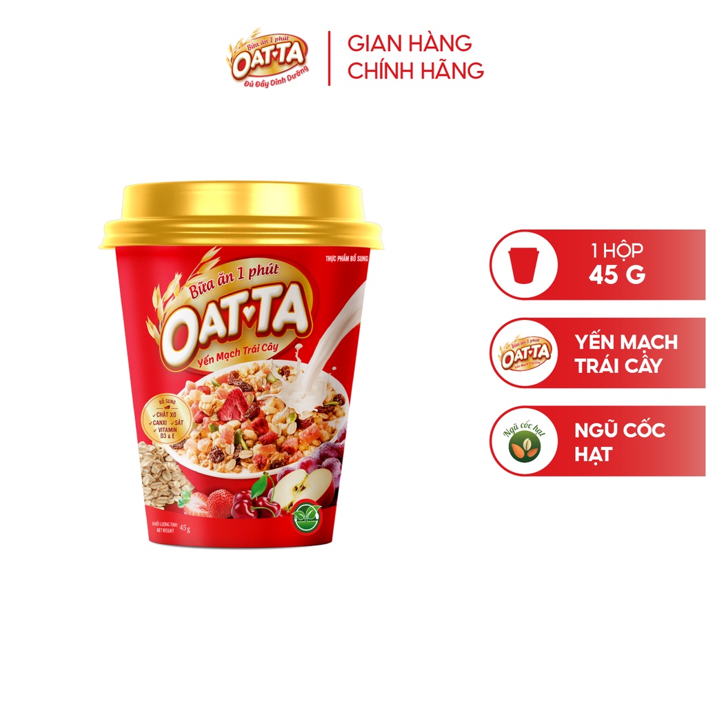 Ngũ cốc Yến mạch trái cây Oatta hộp 45g