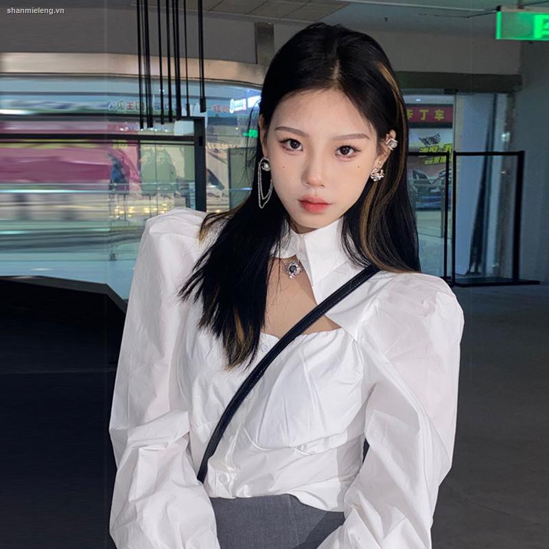 Áo sơ mi tay dài màu trắng che nắng thiết kế mỏng thời trang mùa hè 2021 mới dành cho nữ
