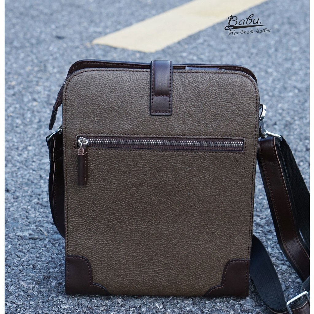 Túi nam đeo chéo da bò khóa H, túi nam da thật 100% thời trang công sở BB004