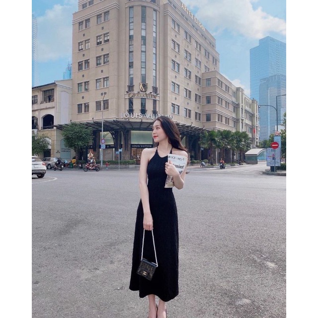 Đầm maxi ôm body đan dây lưng