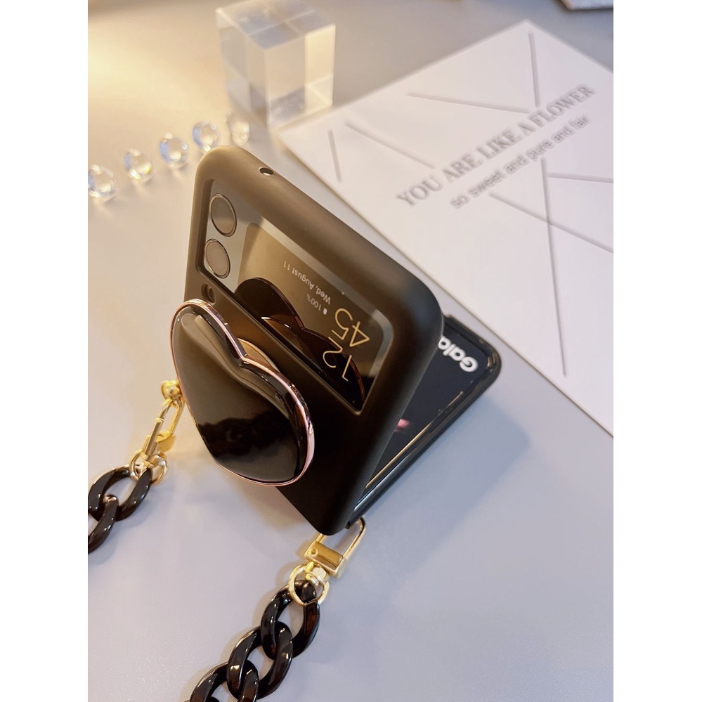 Bao Da Điện Thoại Nắp Gập Trái Tim Thời Trang Cho samsung galaxy z flip 4g 5 4 3 flip3 flip4 Zzfip5 5g Ốp