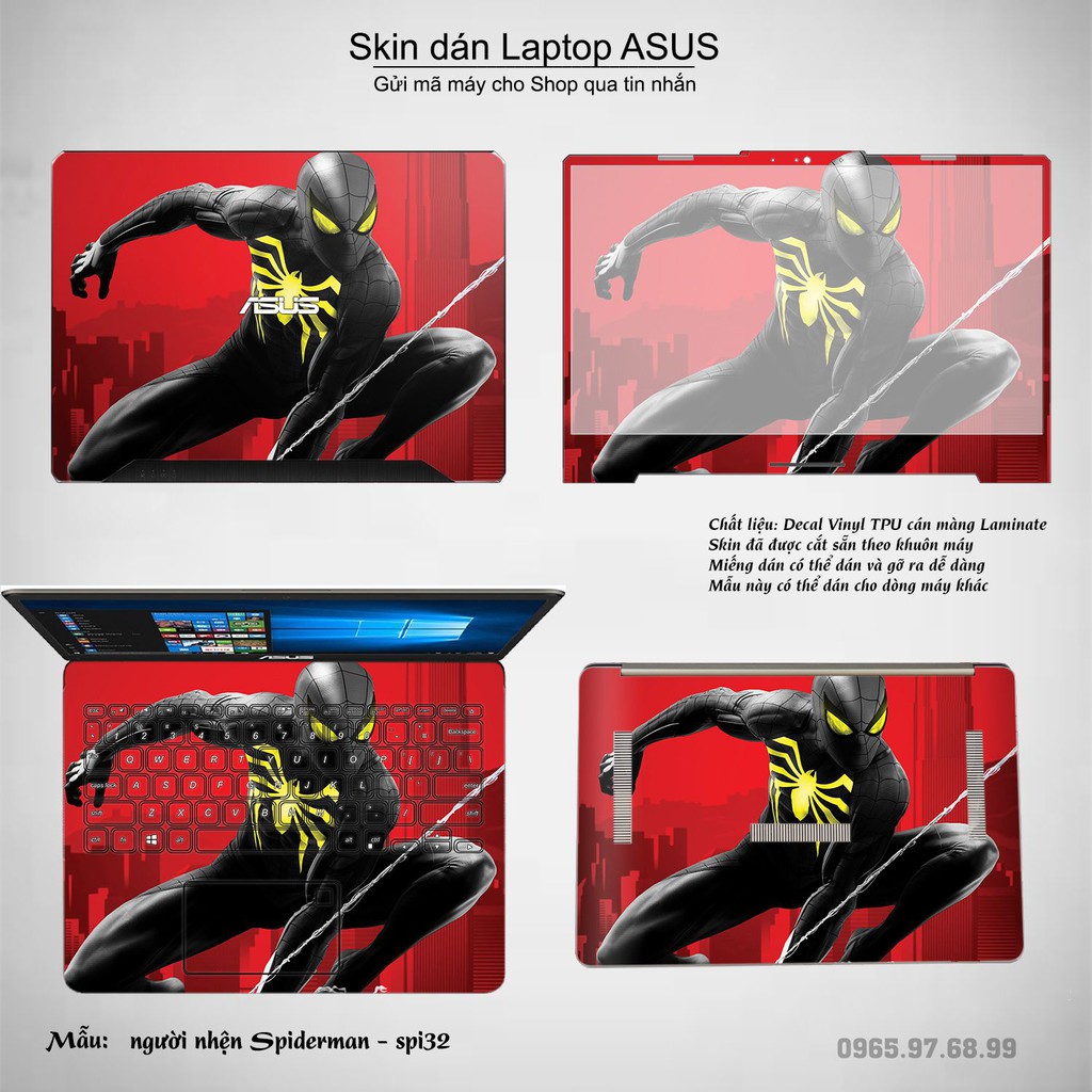 Skin dán Laptop Asus in hình người nhện Spiderman _nhiều mẫu 2 (inbox mã máy cho Shop)