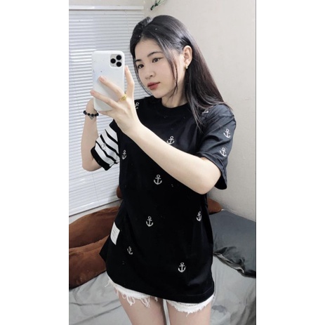 [RẺ VÔ ĐỊCH] Áo Thun Tay Lỡ Unisex Mỏ Neo Siêu Hot, Áo Phông Form Rộng Nam Nữ Cotton Oversize sihoangngan