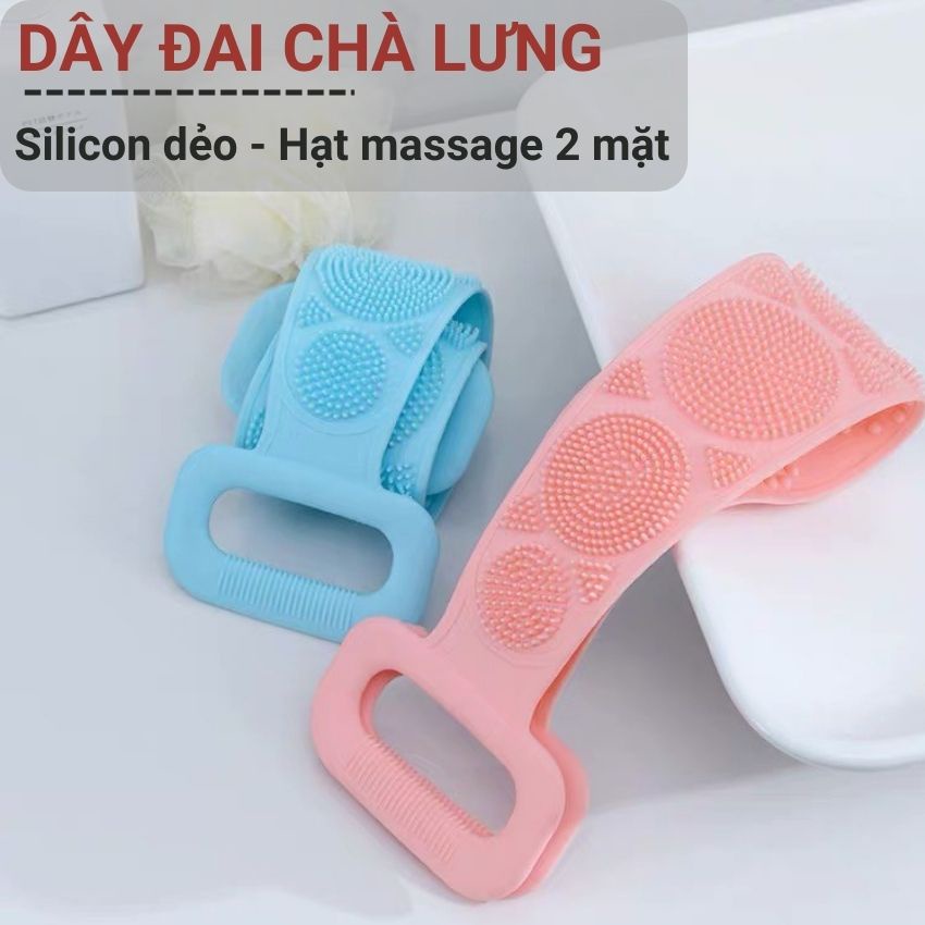 Dây Đai Chà lưng Cọ Lưng Silicon 2 Mặt Gai Tẩy Tế Bào Chết Siêu Sạch Chất Liệu Cao Cấp Không Gây Kích Ứng Da Angola