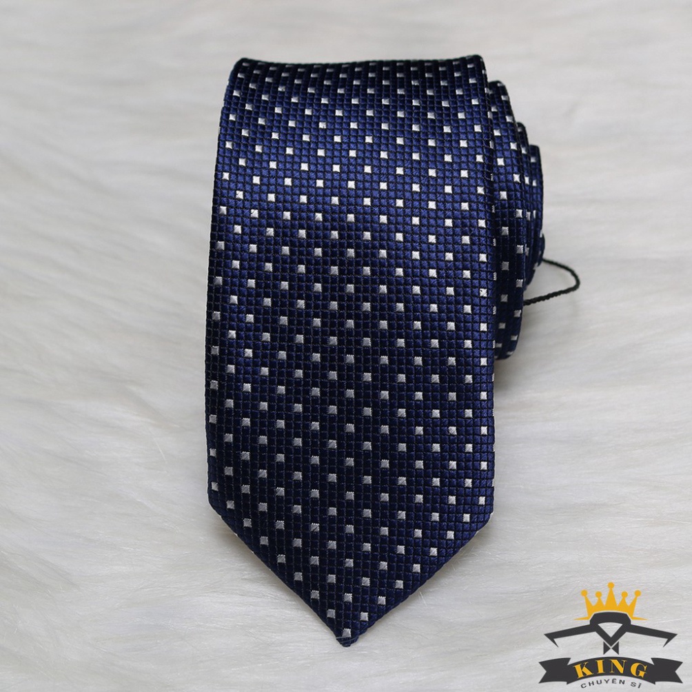Cà vạt nam KING caravat chấm bi học sinh cavat công sở vải silk lụa 100% 3 lớp C52