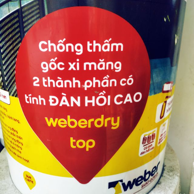 Weber.dry.top 15kg: Chống thấm 2 thành phần gốc xi măng tiện dụng.