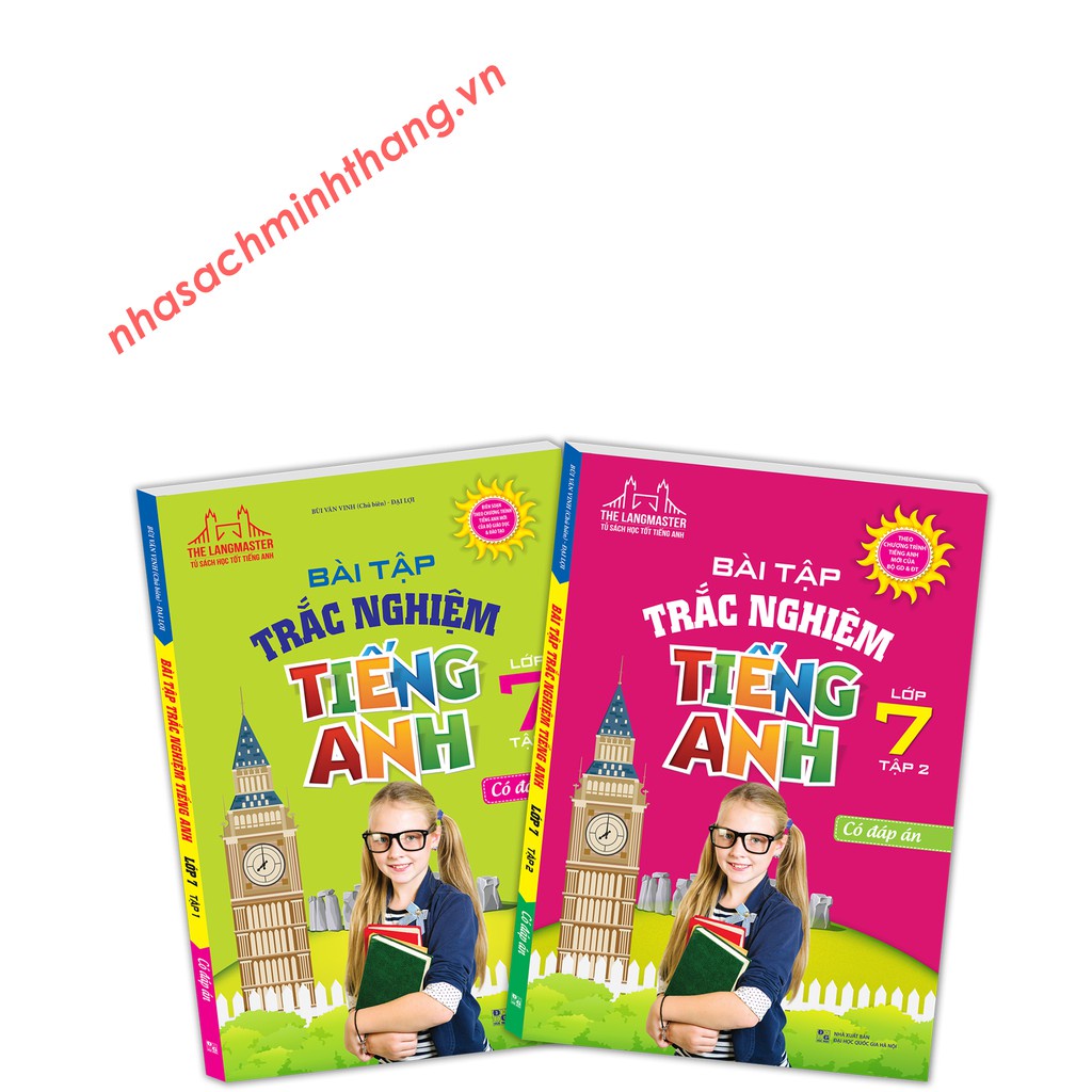 Sách - Combo Bài tập trắc nghiệm tiếng Anh lớp 7 (trọn bộ 2 tập) Tặng Kèm Bookmark