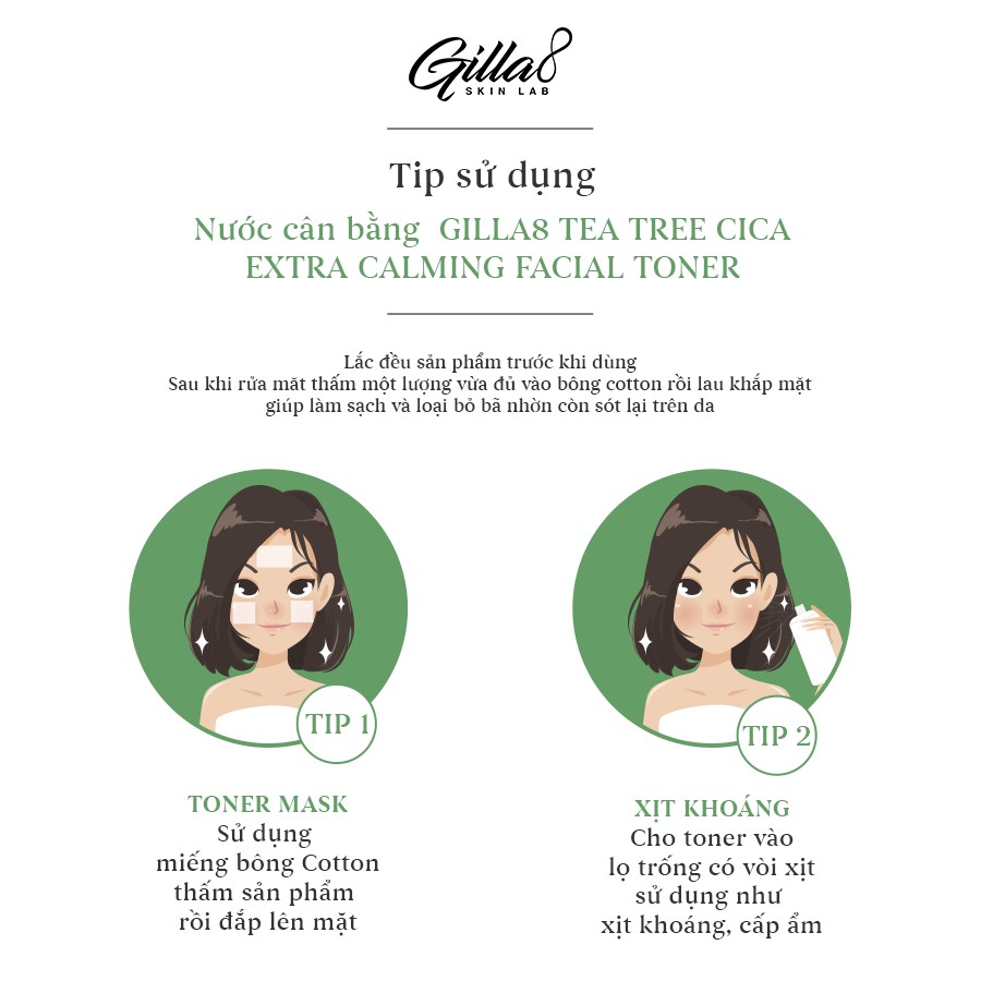 NƯỚC CÂN BẰNG LÁ TRÀ BAY GILLA8 TEA TREE CICA EXTRA CALMING FACIAL TONER | BigBuy360 - bigbuy360.vn