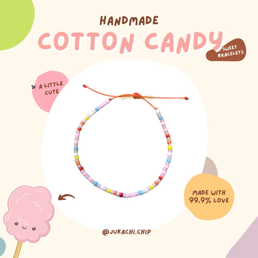 Vòng tay handmade sợi mảnh 2mm  mix hạt cườm nhiều màu sắc - Cotton Candy bracelets