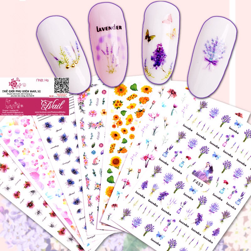 Nail Sticker Hoa Lá và Chữ Đẹp Dán Móng Tay Mới Nhất 2021 - Lẻ 1 Tấm