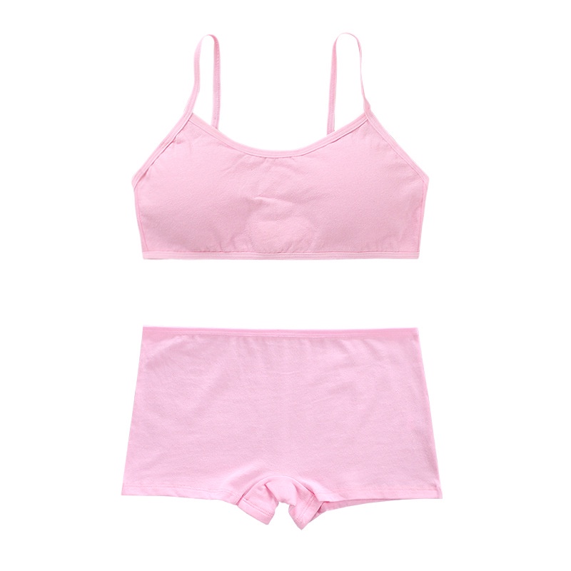 Set Áo Ngực & Quần Lót cotton Hai Lớp Thoáng Khí Cho Bé Gái 2 7-14 Tuổi