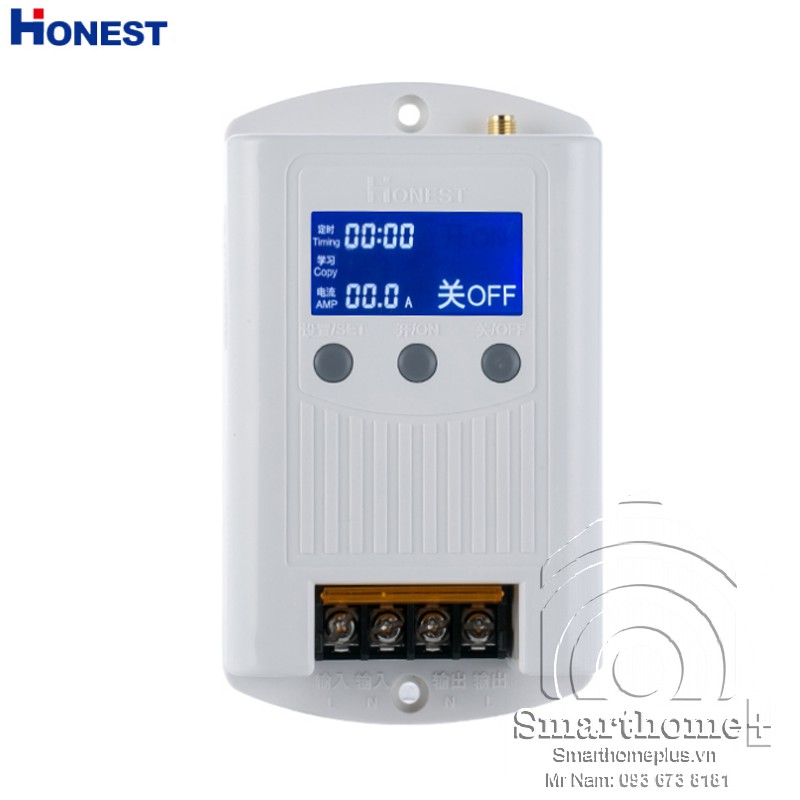 Công Tắc Điều Khiển Từ Xa 2Km 40A Có Hẹn Giờ Tắt Honest HT-8220W