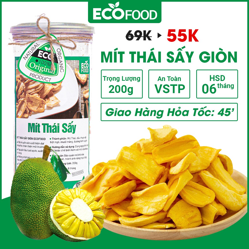 Mít Sấy Vụn Khô Đà Lạt Ecofood 200G, Đồ Ăn Vặt Việt Nam, An Toàn Vệ Sinh Thực Phẩm