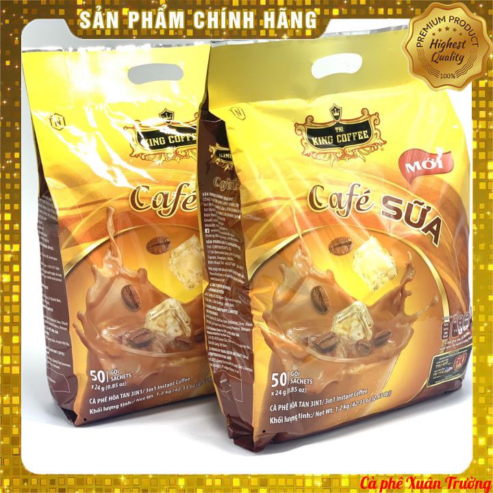 Combo 2 Bịch Café SỮA hòa tan KING COFFEE - Túi 50 gói x 24 g (1,2 Kg)