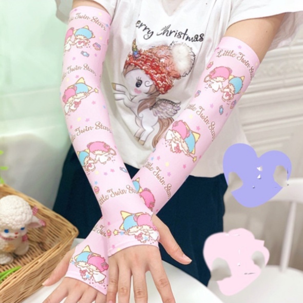 Găng Tay Chống Tia UV Bằng Lụa Lạnh Thoáng Khí In Họa Tiết Hello Kitty Tiện Dụng Khi Chơi Thể Thao Ngoài Trời