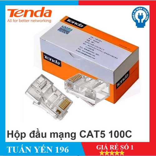 ✨Hạt mạng đầu RJ45 Tenda đầu bấm mạng chính hãng/100c hộp ✨