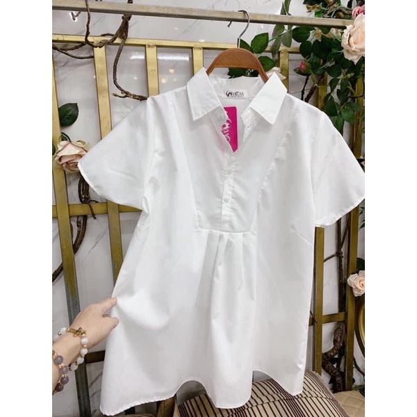 Áo bầu cộc tay công sở, hàng thiết kế, chât vải mềm đẹp, freesize 40-68kg, bụng có tăng giảm cho mẹ bầu mặc cả sau sinh