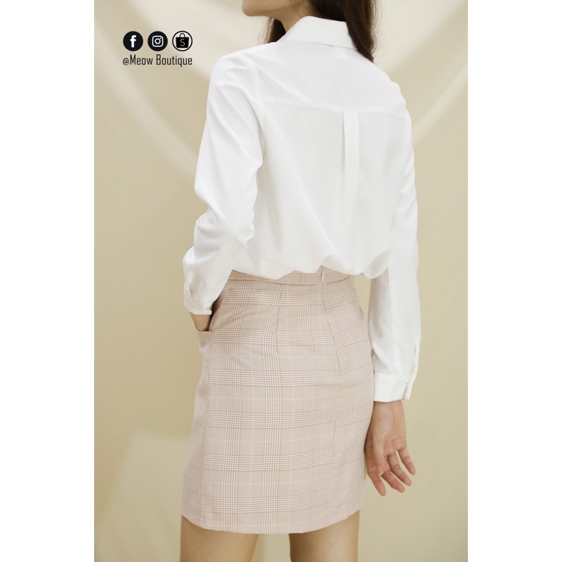 Short váy A túi 2 bên mini hoạ tiết caro