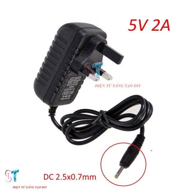 Nguồn Adapter 5v 2a jack 2.5x0.7mm loại 3 chân (chuẩn UK)