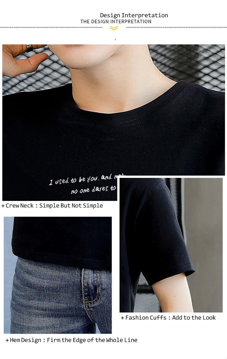 【M-4XL】Men's simple short sleeve round neck t shirt  printing leisure t shirt korean Loose  men clothing 5color