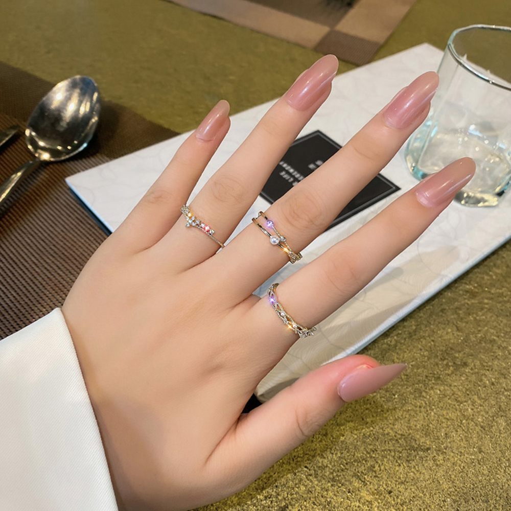 Nhẫn Đeo Tay Kim Loại Đính Đá Thời Trang Cho Nữ