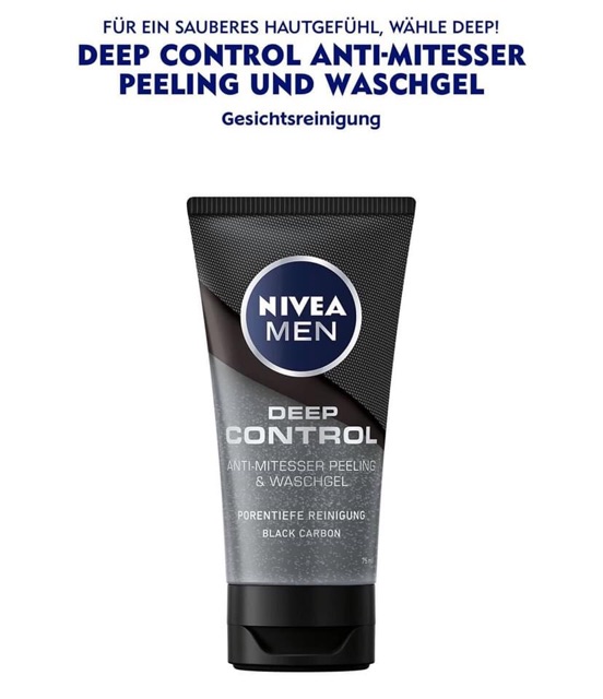 GEL RỬA MẶT NIVEA MEN Deep Control Anti-Mitesser Peeling & Waschegel 🇩🇪nội địa Đức – 75 ml.