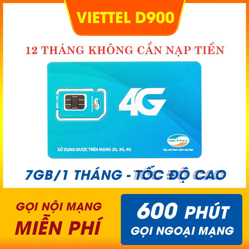 Sim 4G Viettel D900 - D500 - D500T Trọn Gói 1 Năm Không Nạp Tiền - NGHE GỌI